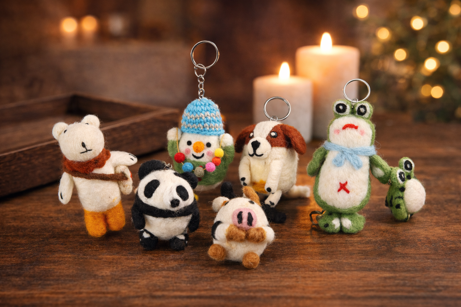 needle felted animal ornament handmade wool felt keychain cute mini animal decor gift