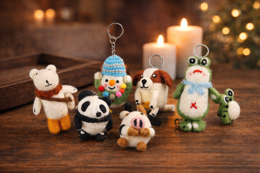 needle felted animal ornament handmade wool felt keychain cute mini animal decor gift